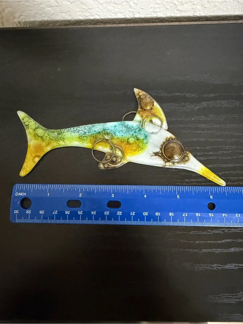 Set of 3 Vintage Mid Century Fused Art Glass Fish Wall Plaques, Higgins Style